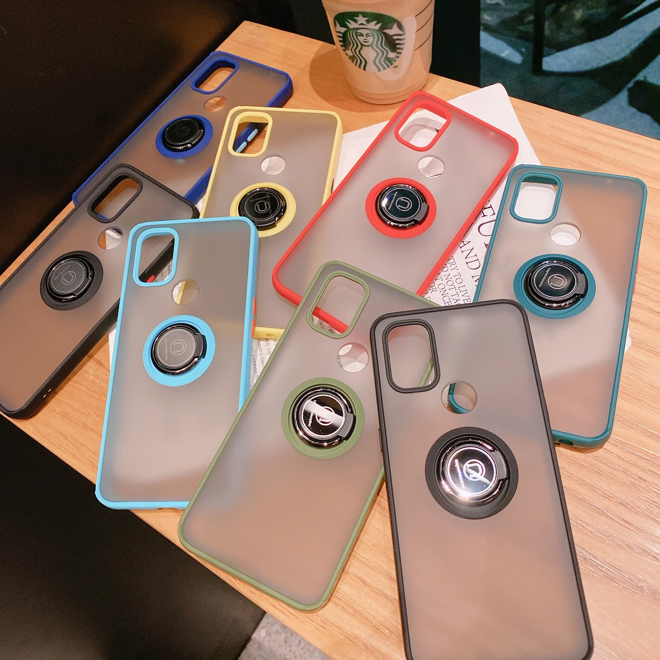 

Camera Len Protection Phone Case For OnePlus 9 Pro Matte Back Cover For OnePlus Nord 2 N10 N100 N200 With Ring Stand Holder Case