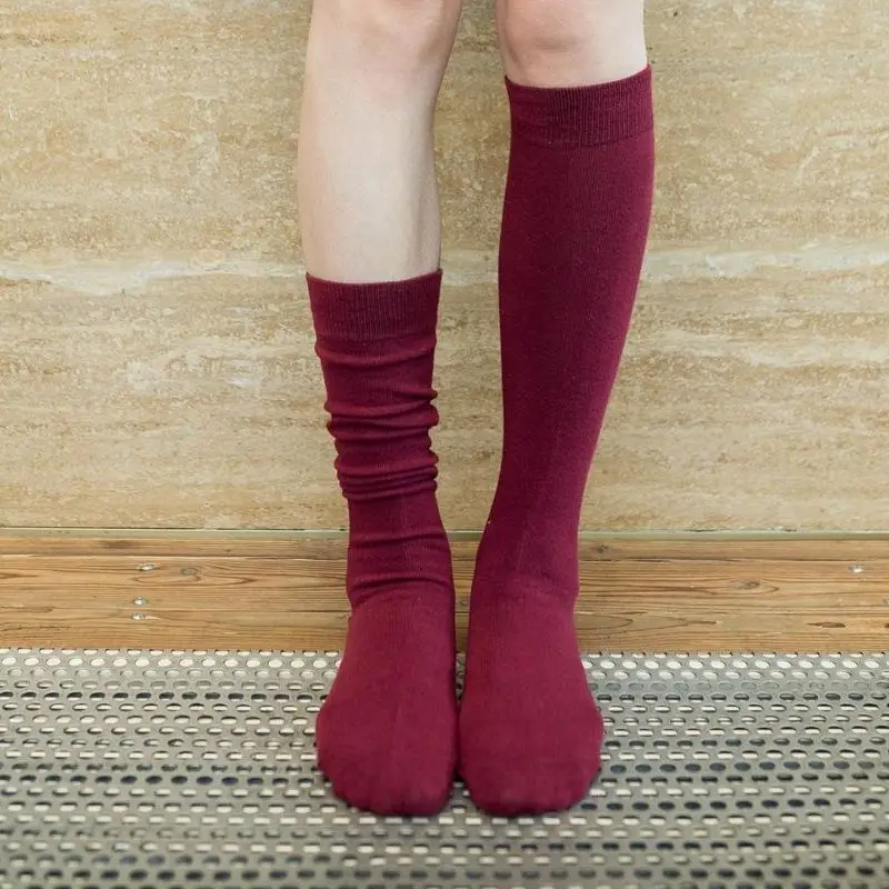 

Anewmorn Winter Autumn Cotton Solid Color Harajuku Woman's Calf Socks Simplicity Mid-length Sokken Japanese Style Casual Sukka