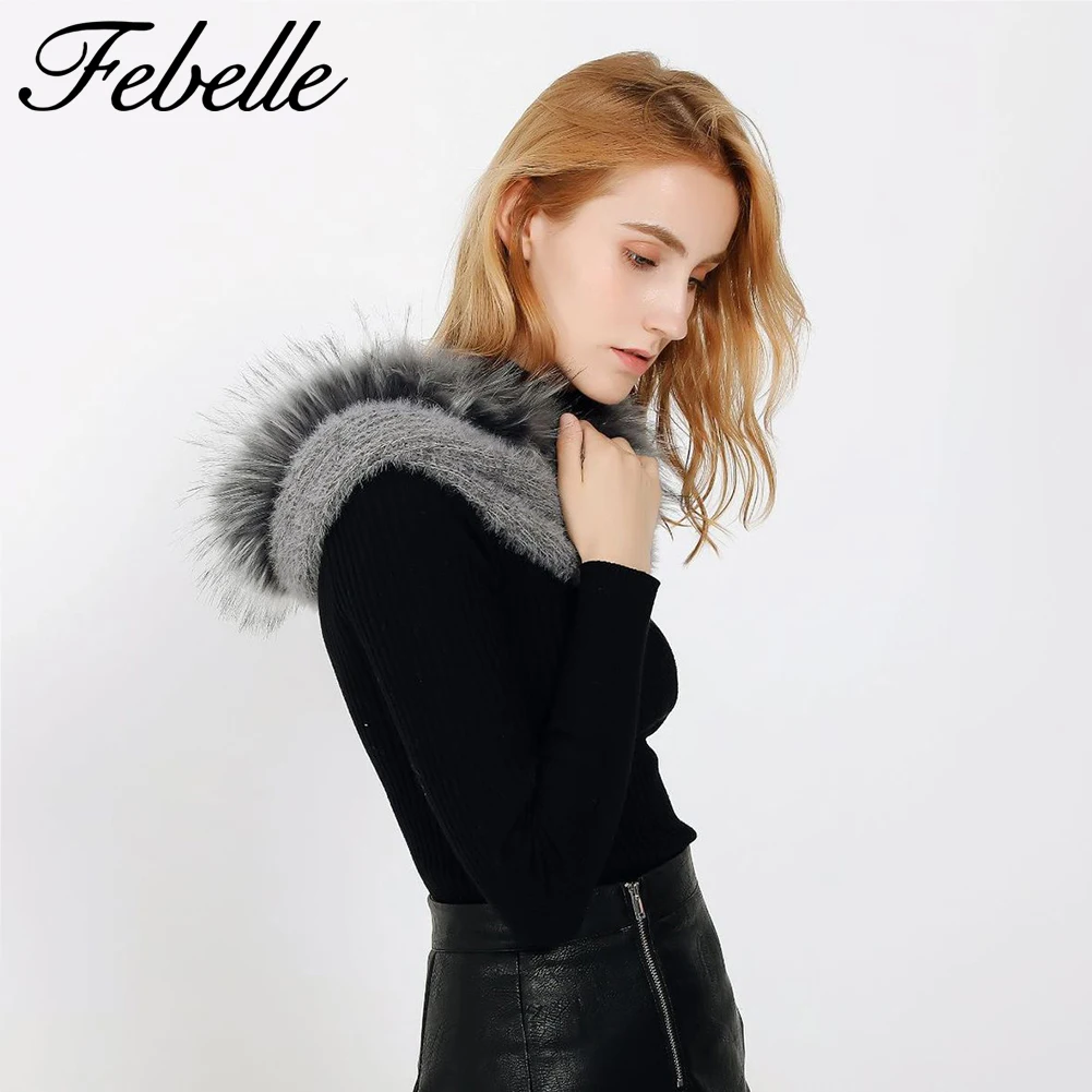 Febelle зимний шарф из искусственного меха кашемировый женский снуд для