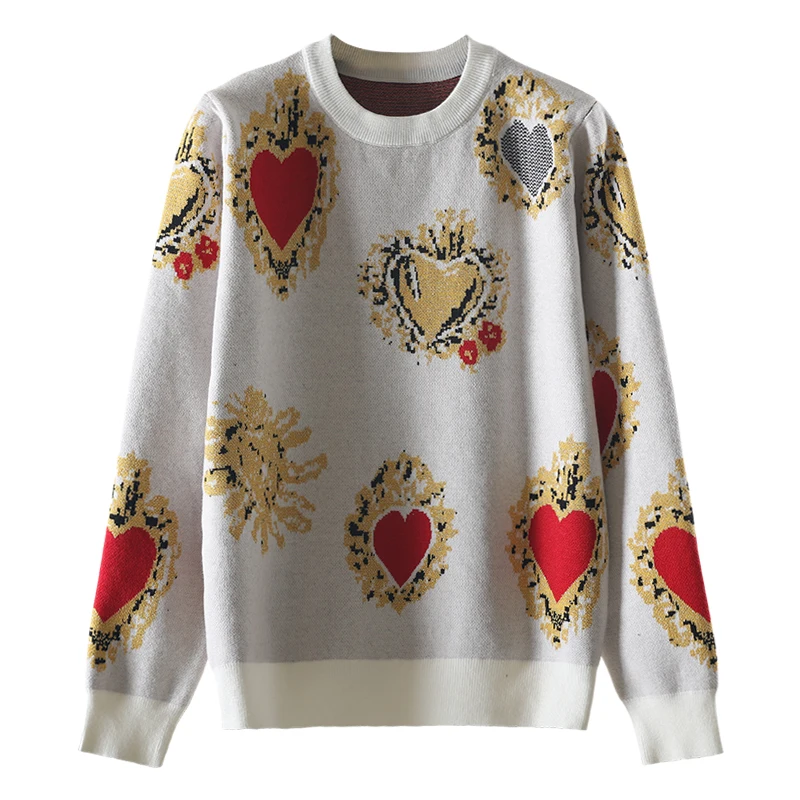 Вязаный свитер Vintag Рождественский пуловер с драгоценным камнем люрексом