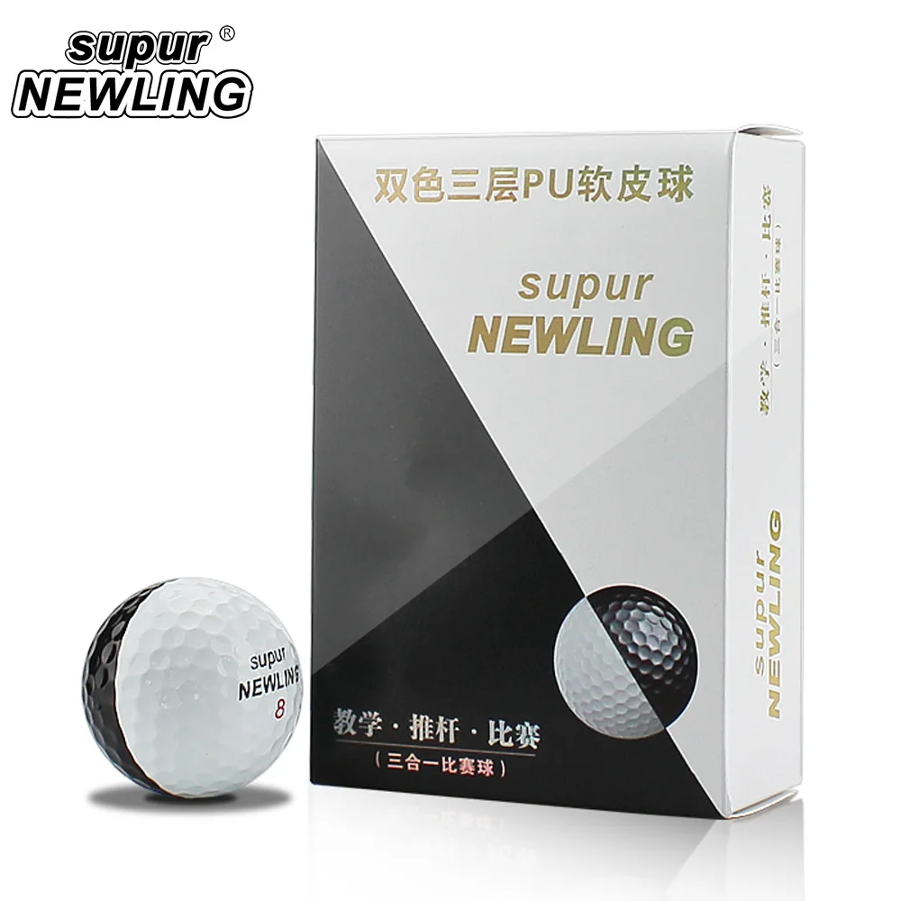 Трёхслойный тренировочный мяч supur для игры в гольф черно белый линейный прут