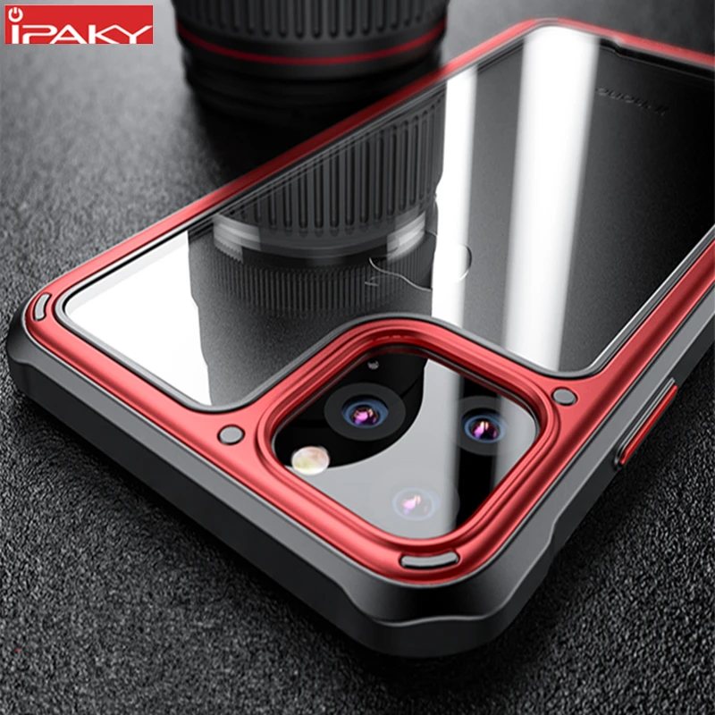 

Армированный Чехол IPAKY для iPhone 11 Pro, силиконовый чехол из поликарбоната, гибридный противоударный Прозрачный чехол для iPhone 11 Pro Max, чехол
