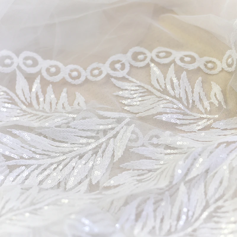 Ширина 130 см блестящая ткань с вышивкой блестящее Перо фатиновая сетка для