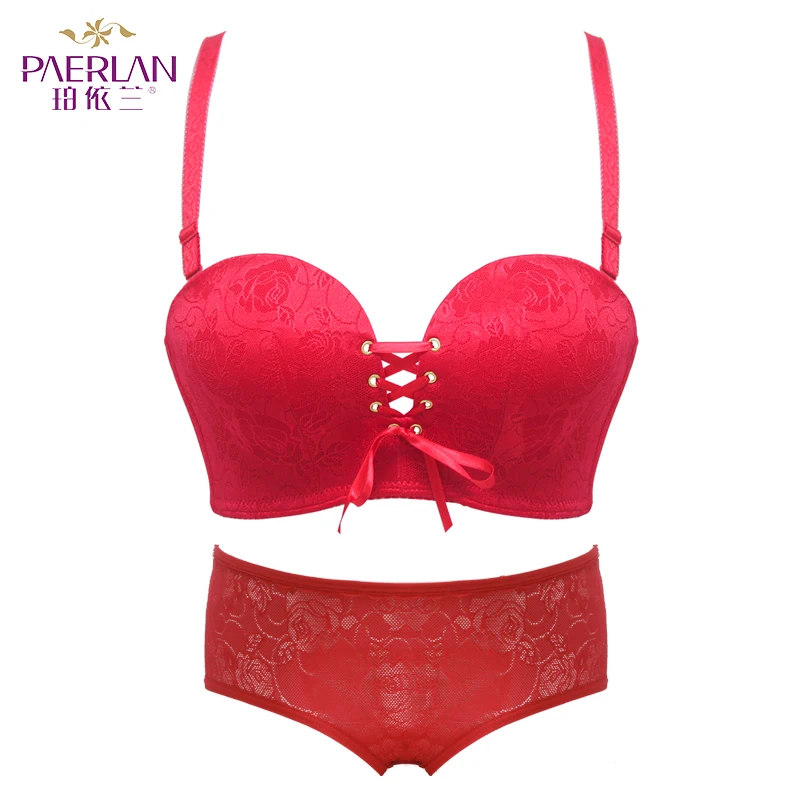 Strapless Women Lingerie Set Sexy Gathered Non-slip Bra Set on The Small Chest Straps Pull B Underwear Wedding Dresses A Variety