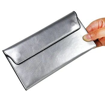 silver Женский кошелек из натуральной кожи, длинный, с магнитной пряжкой, женский клатч, сумки из коровьей кожи, кошелек для монет, Женский кошелек, кредитный держатель для карт - Цвет: silver