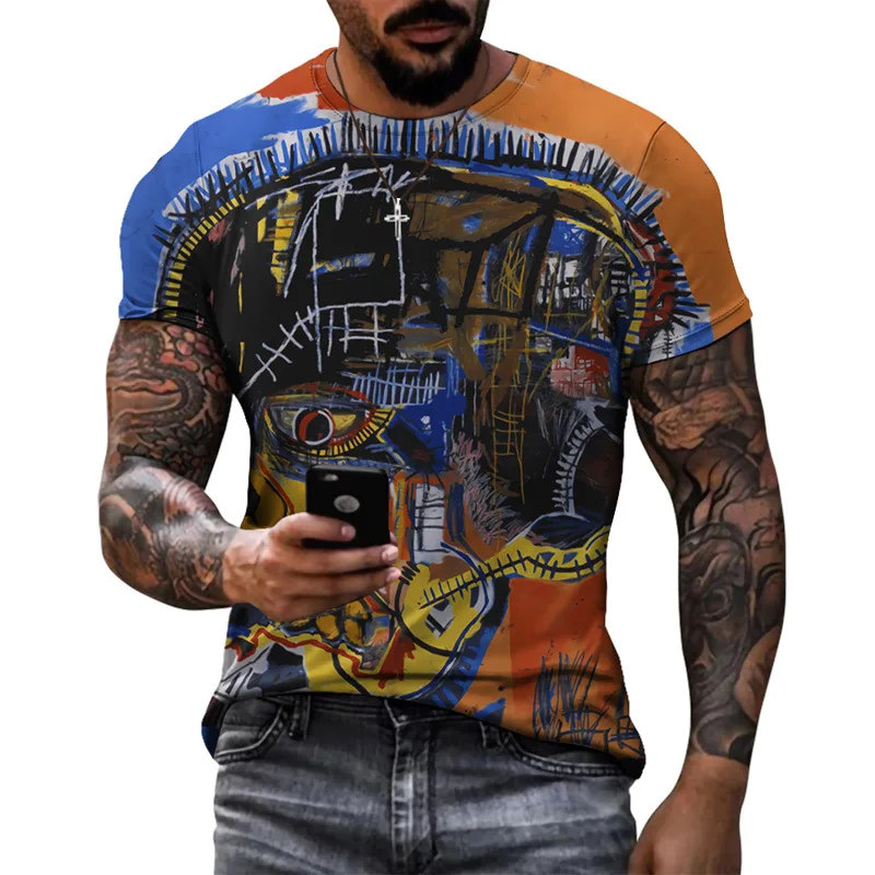 

3D fashion casual men's T-shirt Summer fun T-shirt Bermuda shirt Unisex shirt Loose plus size quick-drying T-shirt