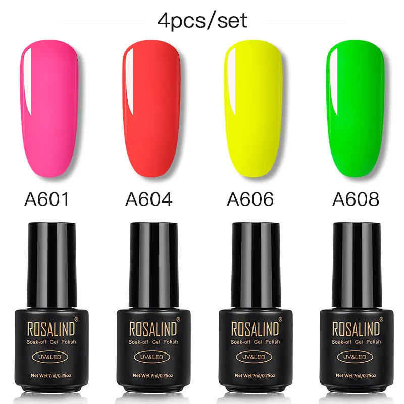 Набор гель лаков для ногтей ROSALIND 2/4 шт. зеркальный отмачиваемый УФ лампа