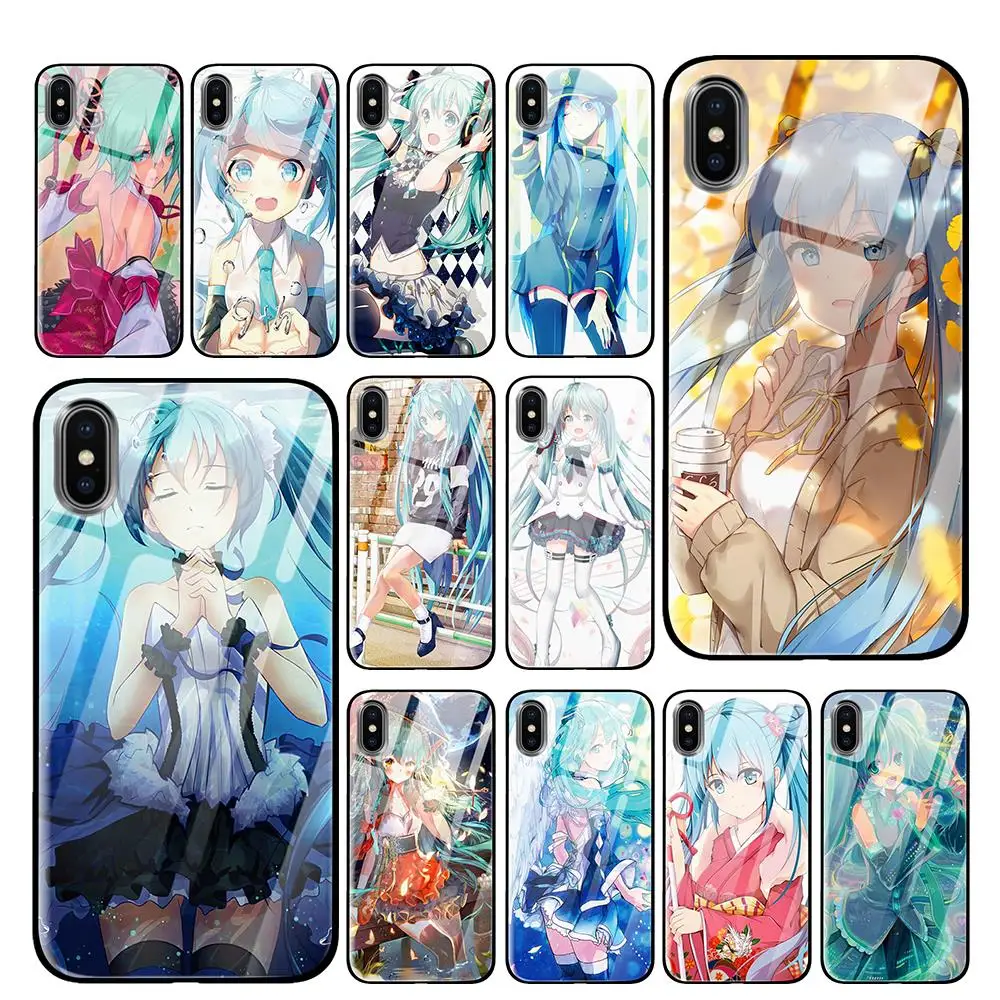 Hatsune Miku для iPhone 5 5S SE 6 6s 7 8 Plus X XS Max XR закаленное стекло чехлы