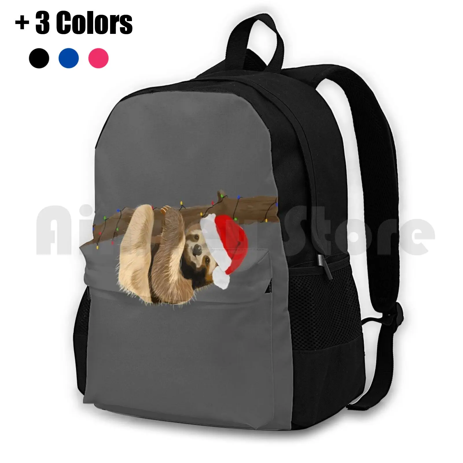 

Christmas Hanging Sloth Outdoor Hiking Backpack Waterproof Camping Travel Xmas X Mas Christmas Christmas Sloth Christmas Animal