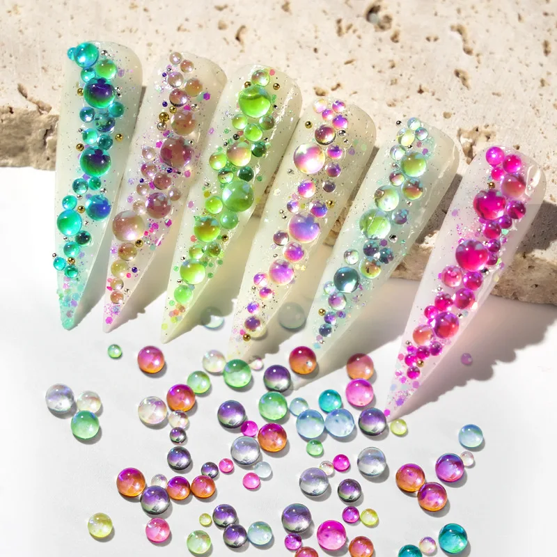 

DIY 3D Glitter Diamond Jewelry 300PCS Mermaid Symphony Pearl Aurora Transparent Crystal Beads Nail Art Rhinestones Decoration