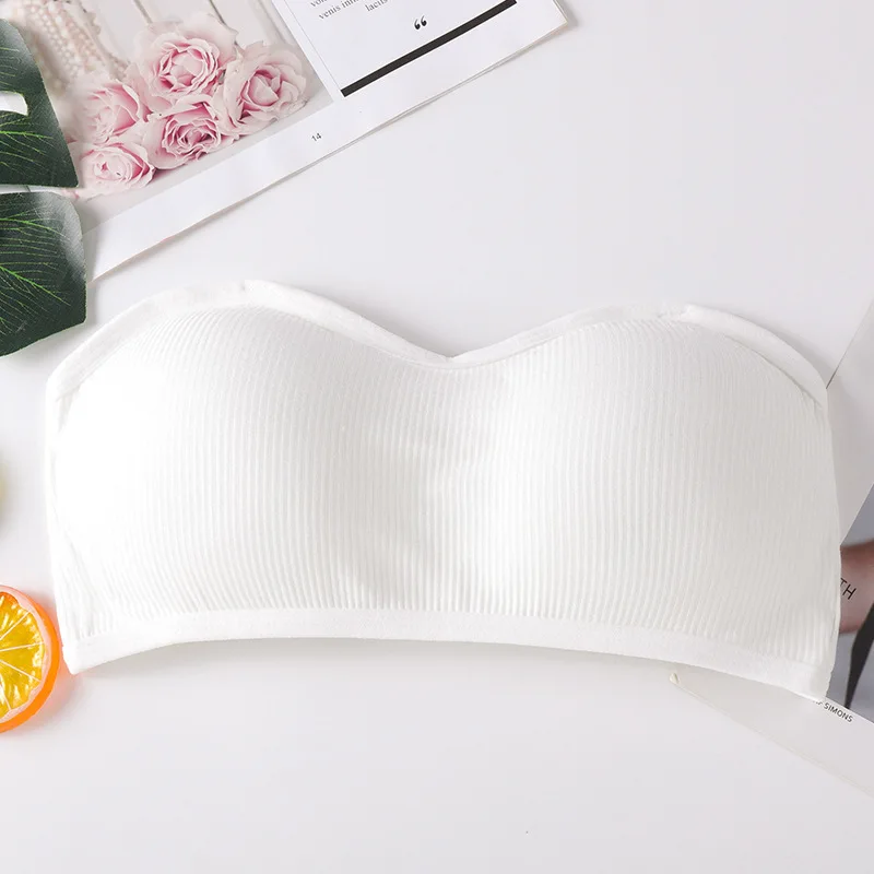 strapless-white Женский топ без косточек, сексуальный топ без косточек, женский укороченный топ, красивое нижнее белье с подкладкой на груди - Цвет: strapless-white