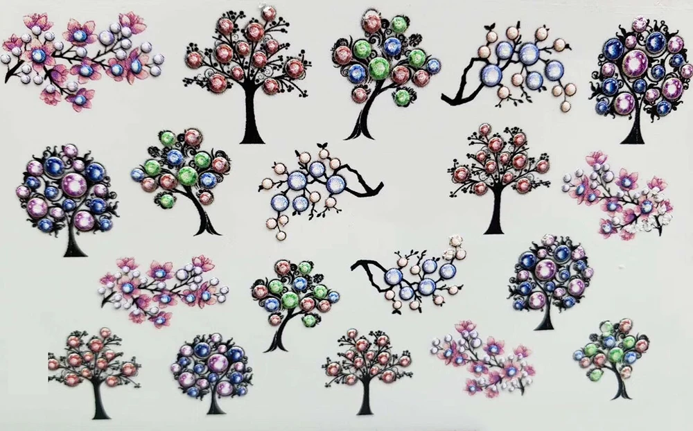 3D new Acrylic Engraved Nail Sticker black line WHITE PINK FLOWER design Water Decals Empaistic Nail Water Slide Decals Z0209