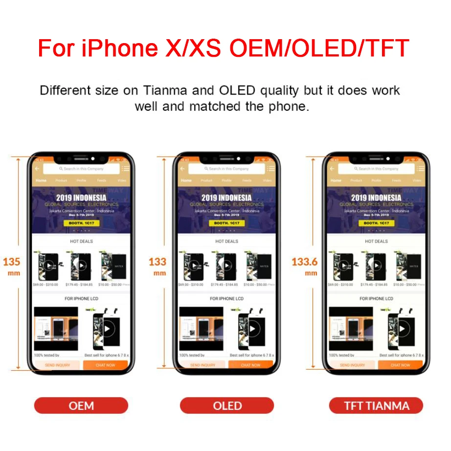 100% протестированный ЖК дисплей для iPhone 11 Pro Max с дигитайзером стеклянный экран XR X