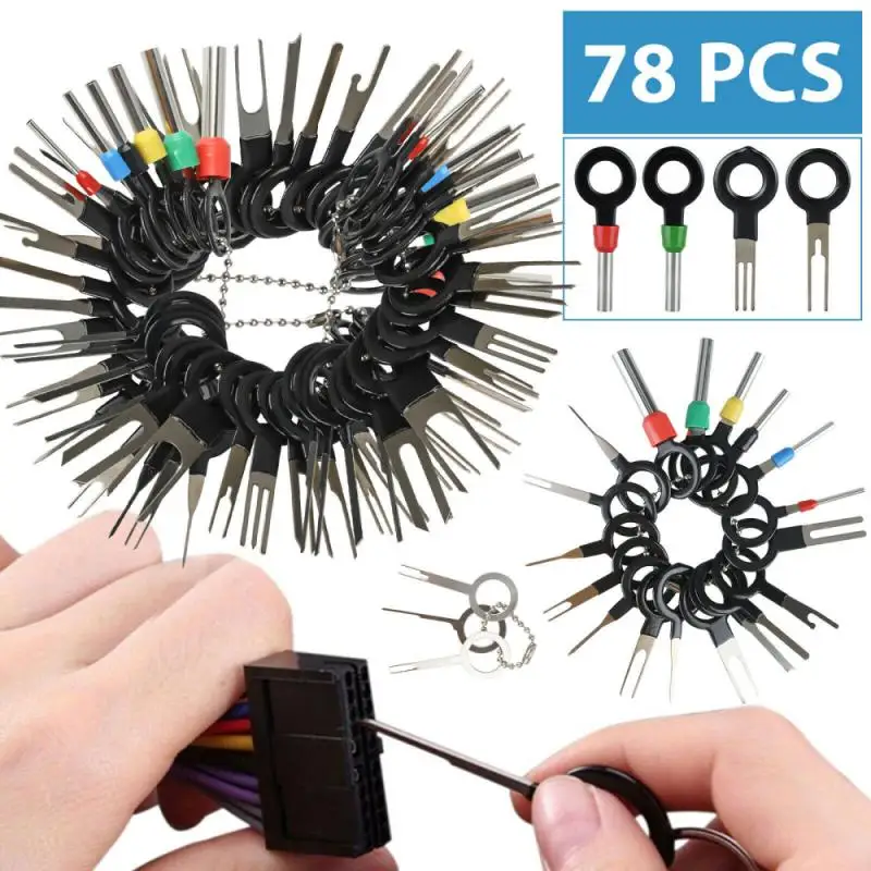

78pc Terminal Removal Tools Pusher Kit Pin Puller Automobile Electrical Wiring Crimp Connector Pin Puller Kit Repair Manual Tool