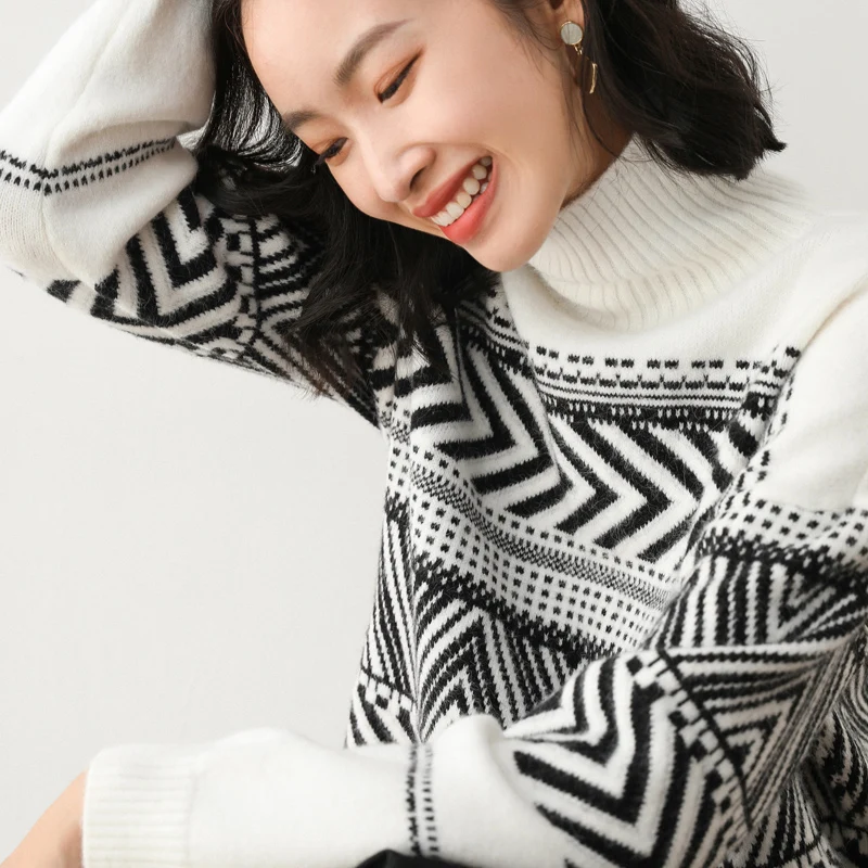 

vintage sweater woman turtleneck pullovers ladies warm loose sweaters long sleeves jacket female knitted loose tops