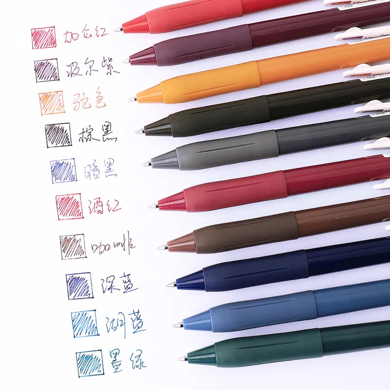 

5pcs/Box Vintage Colored Gel Pens Press 0.5mm Fine Point Coloring Pen Student Reading Marker Stationery Supplies Journal Pens