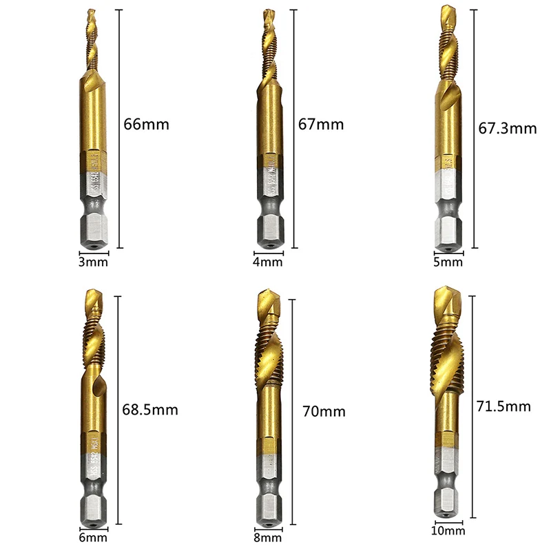 1/6 шт. набор сверл спиральный винт метрический композитный кран сверло