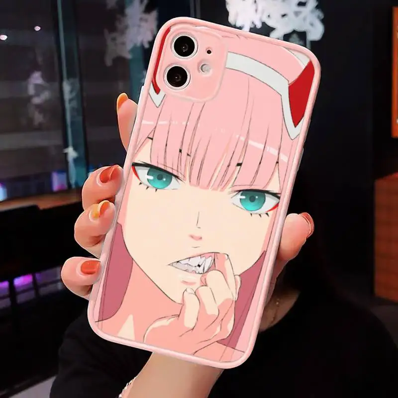 

Zero Two Darling FranXX cute Anime Phone Case Matte Transparent for iPhone 7 8 11 12 s mini pro X XS XR MAX Plus cover funda