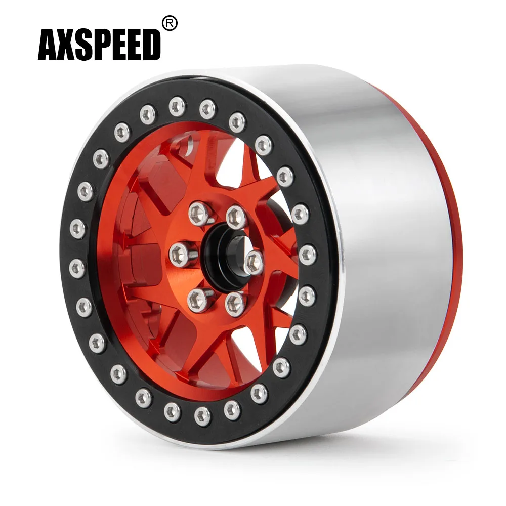 Колесные диски AXSPEED 2 дюйма из металлического сплава с красным Beadlock 1/10 детали для