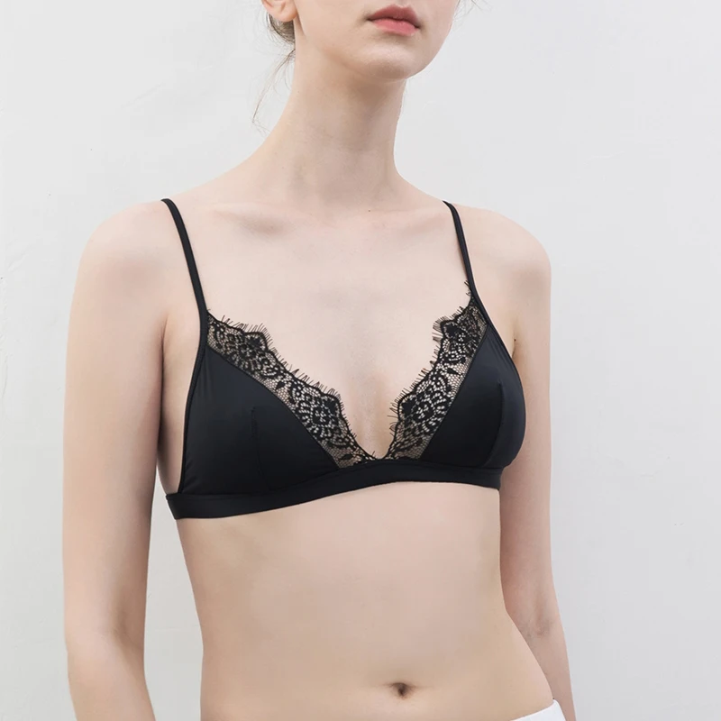 

Eyelash Lace Bra Thin Wireless Bralette Top Women Underwear Soft Satin Bralet Sexy Summer Femme Intimate Cute Brassiere Lingerie