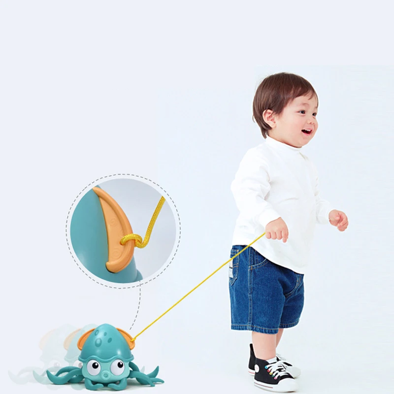 

Children Octopus Clockwork Toy Baby Bathing Bath Toys Rope Pulled Crawling Clockwork Crab on Land and Water Boys Girls Toy Gifts