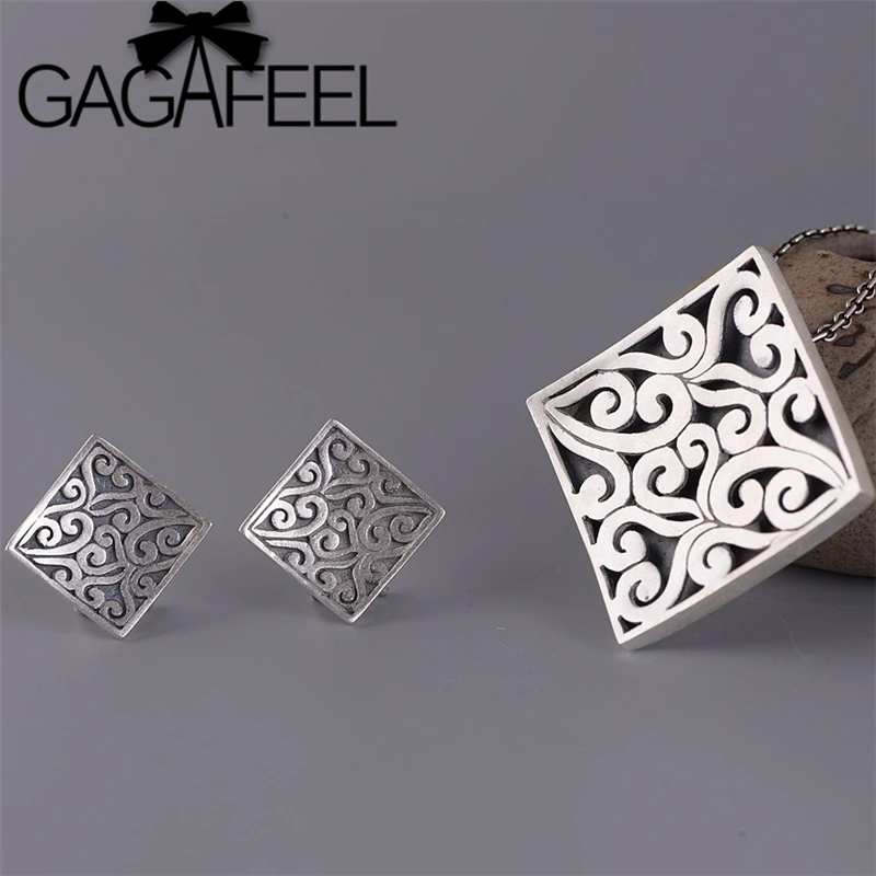 Женские винтажные ромбовидные серьги GAGAFEEL ювелирные изделия из стерлингового