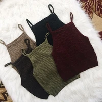 solid summer vest crop top for womens knit sleeveless sling tanks casual lines tank tops holiday camis for female camis