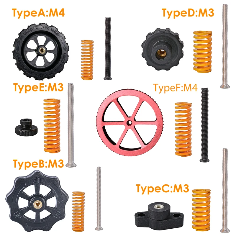 4 шт. M3/M4 винтов гаек тепла кровать выравнивания Весна детали ручки 3D принтеры