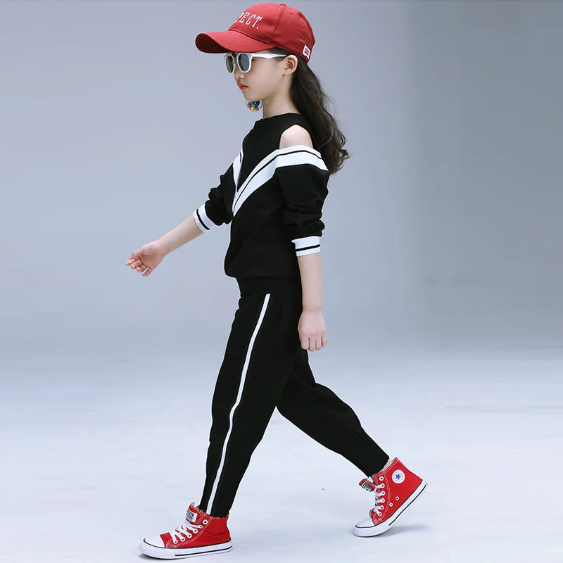 Белый спортивный костюм для девочек комплект осенней одежды девочек-подростков