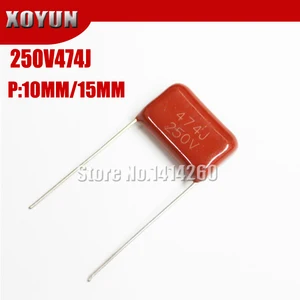 10 шт.лот CBB 250V474J 250V 470NF 250V 0,47 UF шаг 10 мм 15 мм 474J 250V CBB полипропиленовый пленочный конденсатор