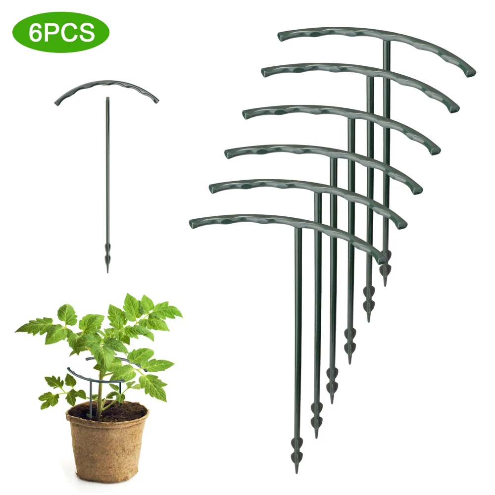 

Imitation Inverted Bracket Vegetables Fall Prevention Potted Plants Semi-circular Plastic Garden 6Pcs Plant Supports