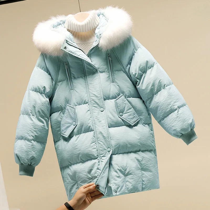 

2020 New Fashion Coat Casual Loose Coat Winter Jacket Women Big Fur Hooded Thick Down Parkas Female Jacket Warm Winter Outwear