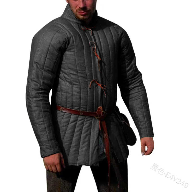 Средневековый стеганый плотный кардиган Viking теплая зимняя куртка в стиле ретро