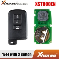 xhorse xm smart key shell 1744 3 button with xm smart key pcb xsto00en for toyota support re generate
