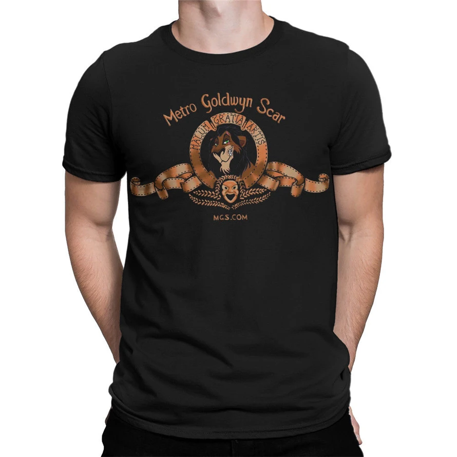 Король Лев Metro Goldwyn Scar Art T shirt Мужские Женские крутые топы футболки|Мужские