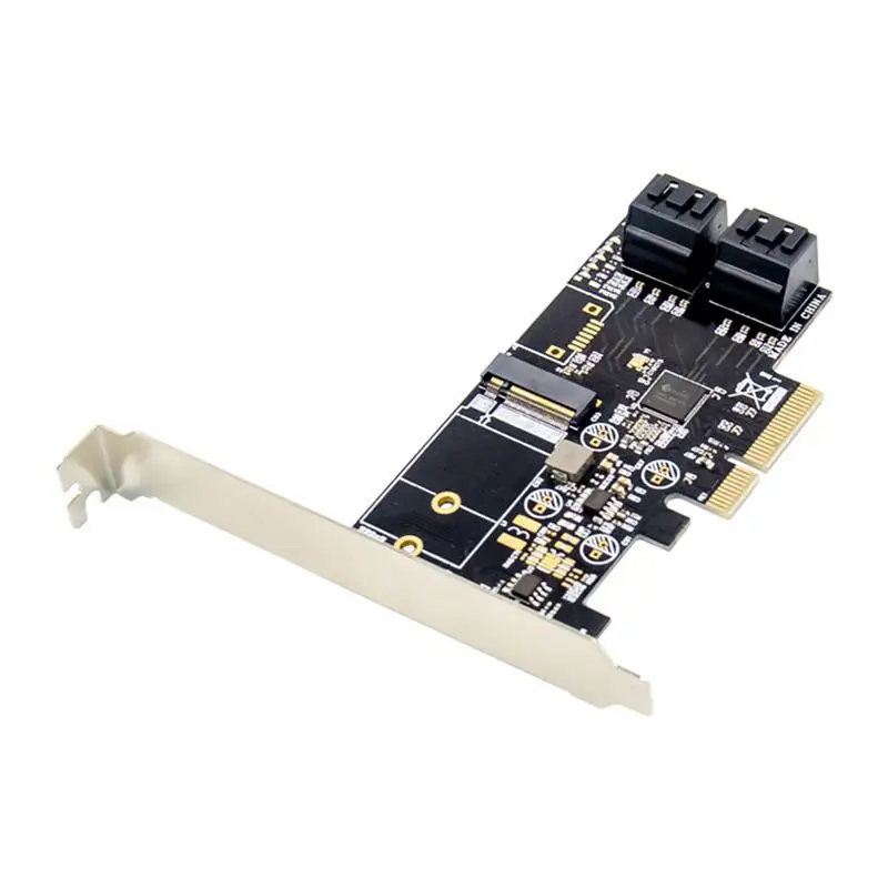 

PCIE X4 на 4 порта SATA3.0 M.2 ключ B конверсионная карта высокоскоростная SATAIII 6 Гбит/с Расширительная карта для SSD 2230 2242