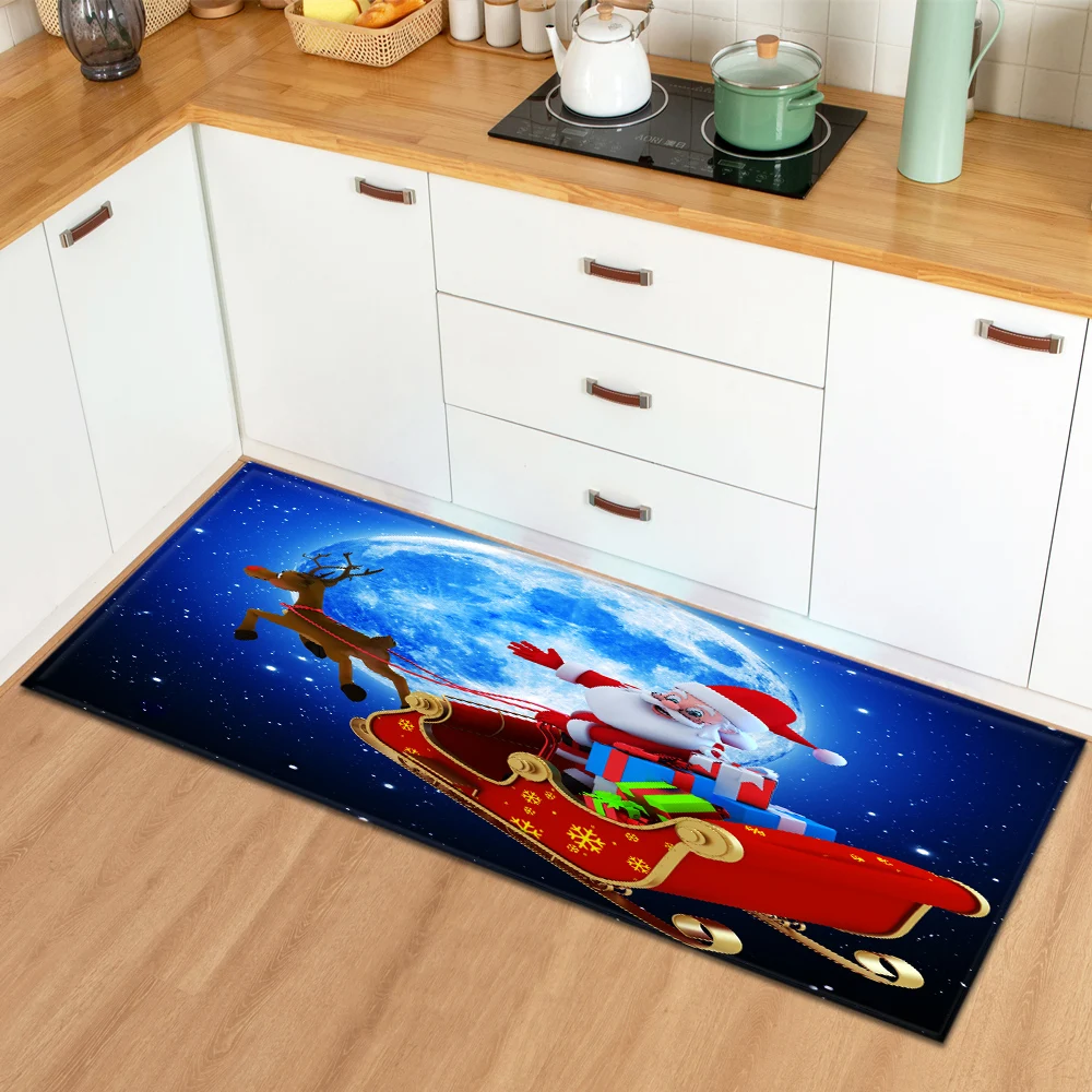 

Entrance Doormat Kitchen Carpet Children Bedroom Floor Christmas Pattern Decor Rug Home Bath Hallway Balcony Anti-Slip Long Mat