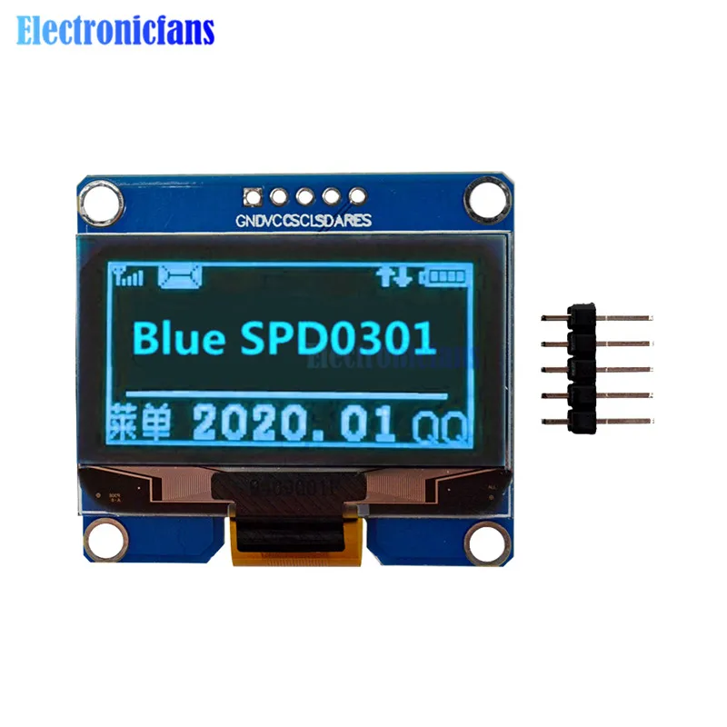 SPD0301 5PIN Blue 1,54 дюймов PM 5PIN/7PIN Белый Синий Желтый oled-модуль IIC I2C интерфейс 128x64 экран дисплея SSD1309 SPD0301 Драйвер IC 3,3-5 В - Цвет: SPD0301 5PIN Blue