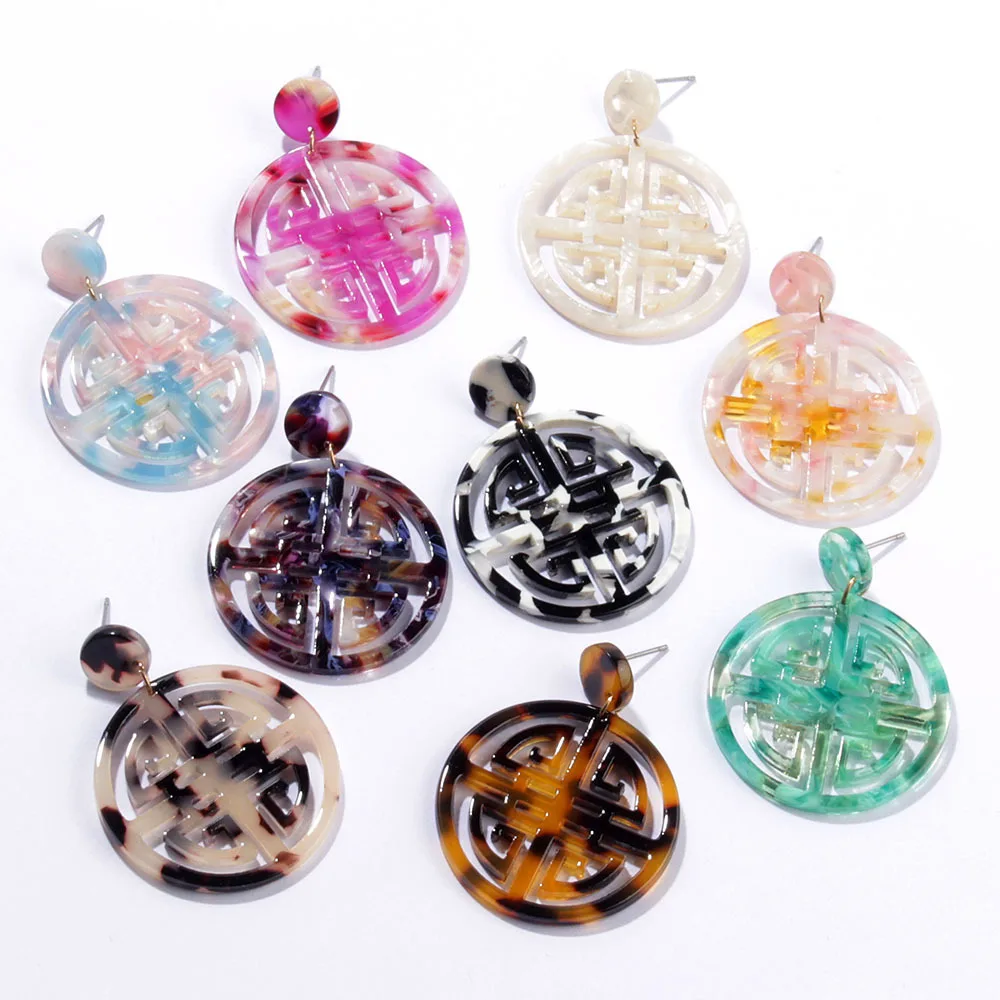 

20pcs/Set Acrylic Resin Round Dangle Earrings For Women Geometry Big Circle Tortoiseshell Grilles Leopard Earring Acetate Brinco