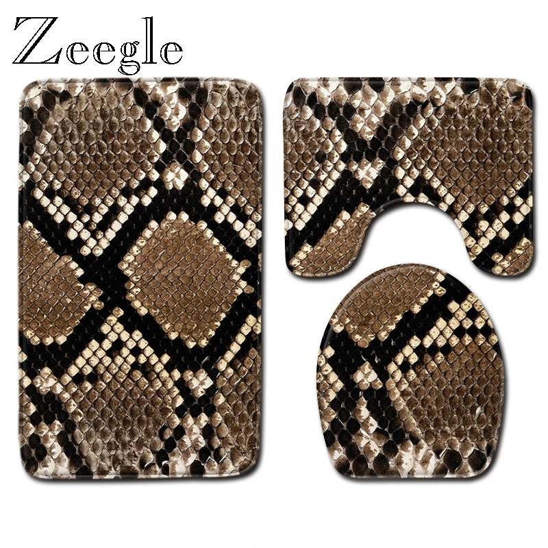 Zeegle Toilet Set Absorbent Pedestal Rug Flannel Soft Foot Mat Washable Seat Cover Anti Slip 3pcs Bath | Дом и сад