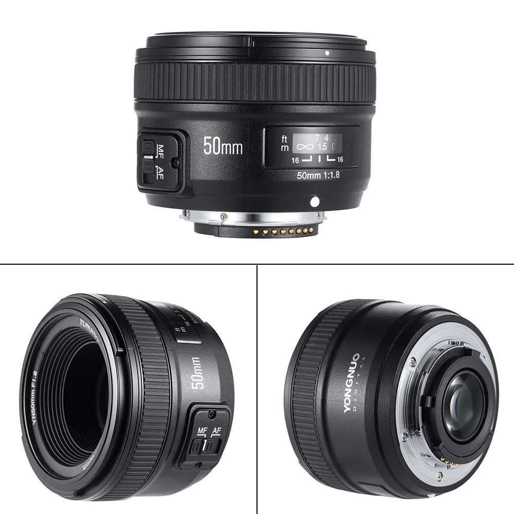 Объектив YONGNUO YN50mm F1.8 с большой диафрагмой и автофокусом для Canon Nikon D800 D300 D700 D3200 D3300