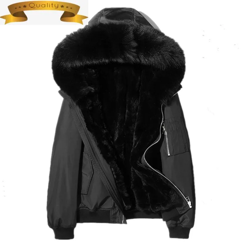 

Зимние мужские натуральным кроличьим мехом Куртка пальто с мехом подкладка из натурального кроличьего меха Парка мужская одежда 2021 для муж...