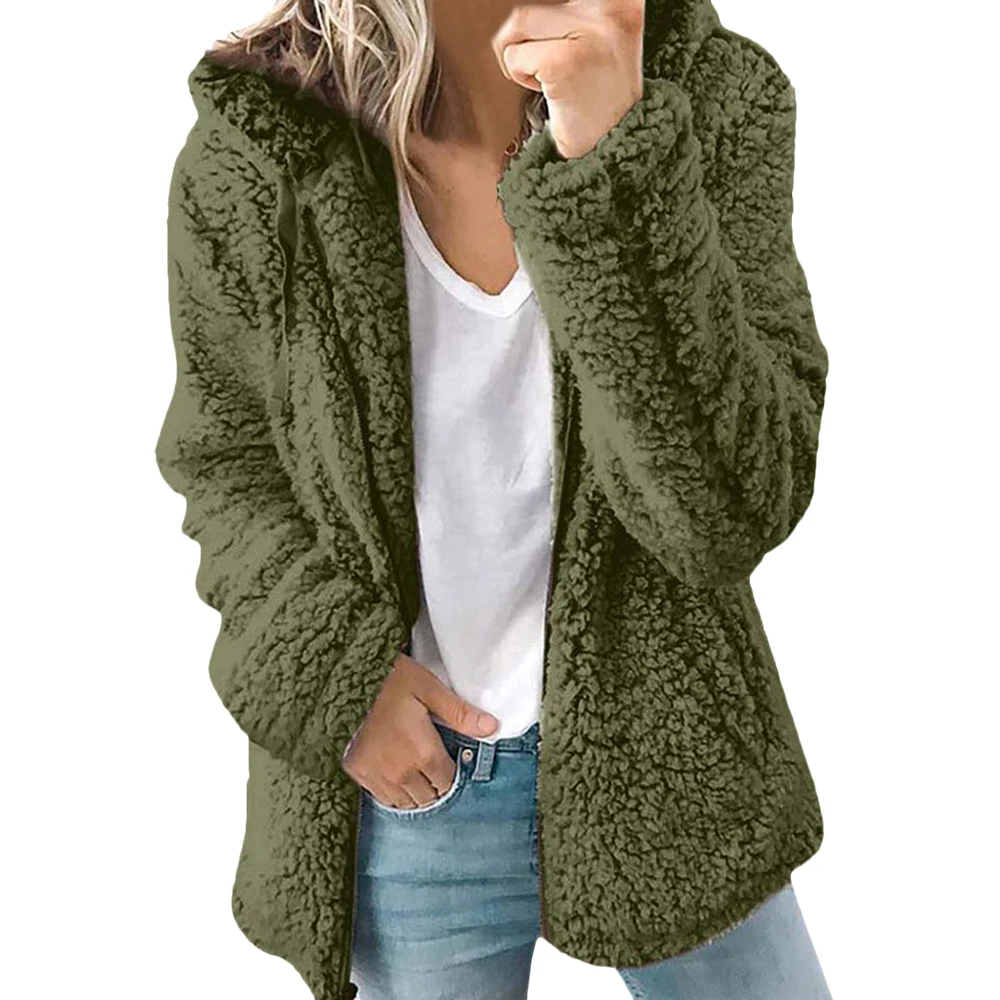 

Winter Hooded Faux Fur Coat Women Clothing Solid Jacket Coat Ladies Casual Jacket Coat Female Outwear
