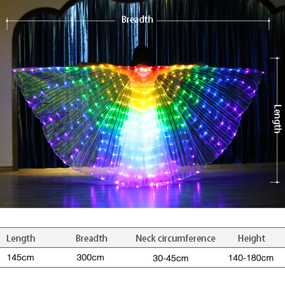 

LED Belly Dance Accessories Wings with Adjustable Sticks Stage Props Shining Wings Open 360 Degrees