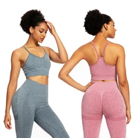 seamless push up scrunch leggings sports bra yoga set padded adjustable camisole ruched butt lift yoga pants tights gym clothing