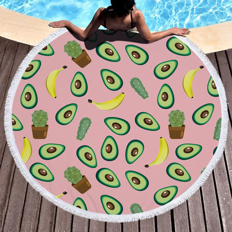 Авокадо круглое пляжное полотенце для взрослых зыбучий песок микрофибра банное