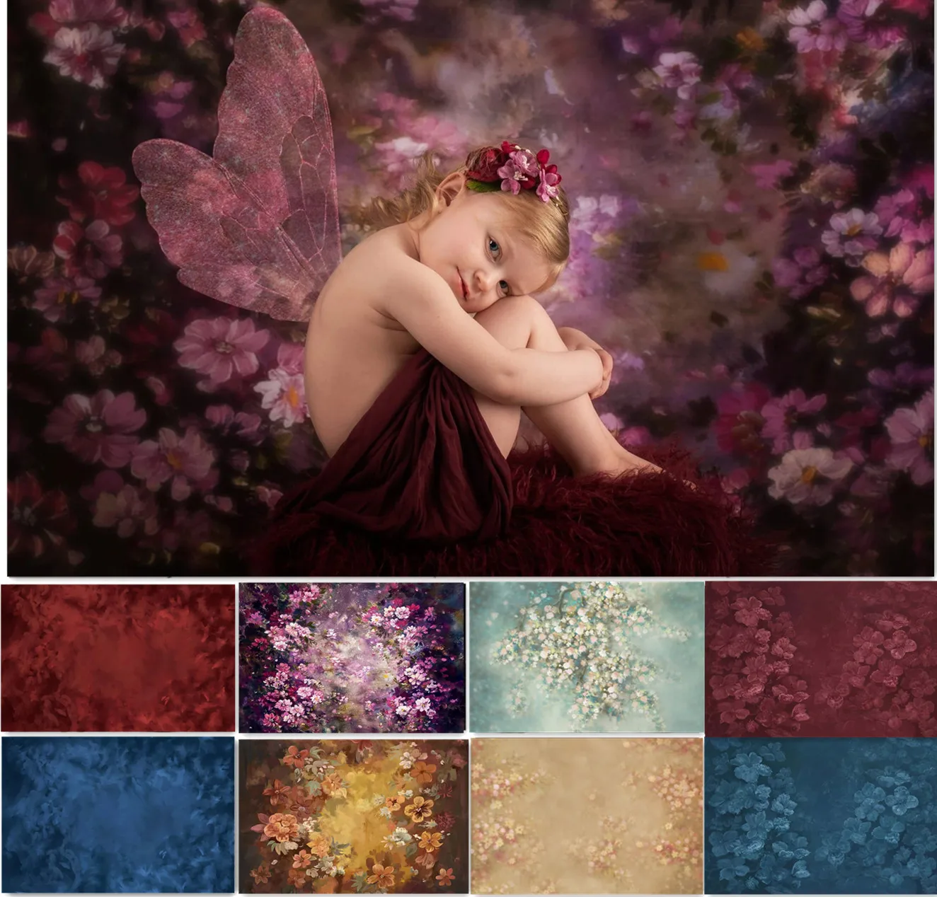 Фон для фотосъемки с изображением масляных цветов и Фотофон новорожденных детей