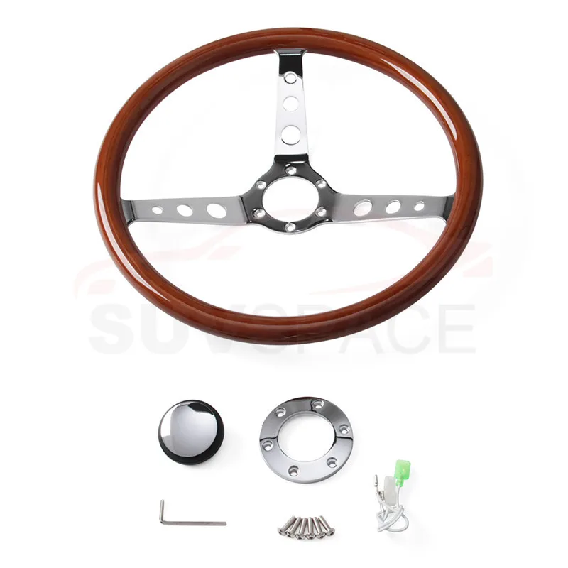 Брендовый Новый 15 дюймов классический спортивный руль деревянный серебристый