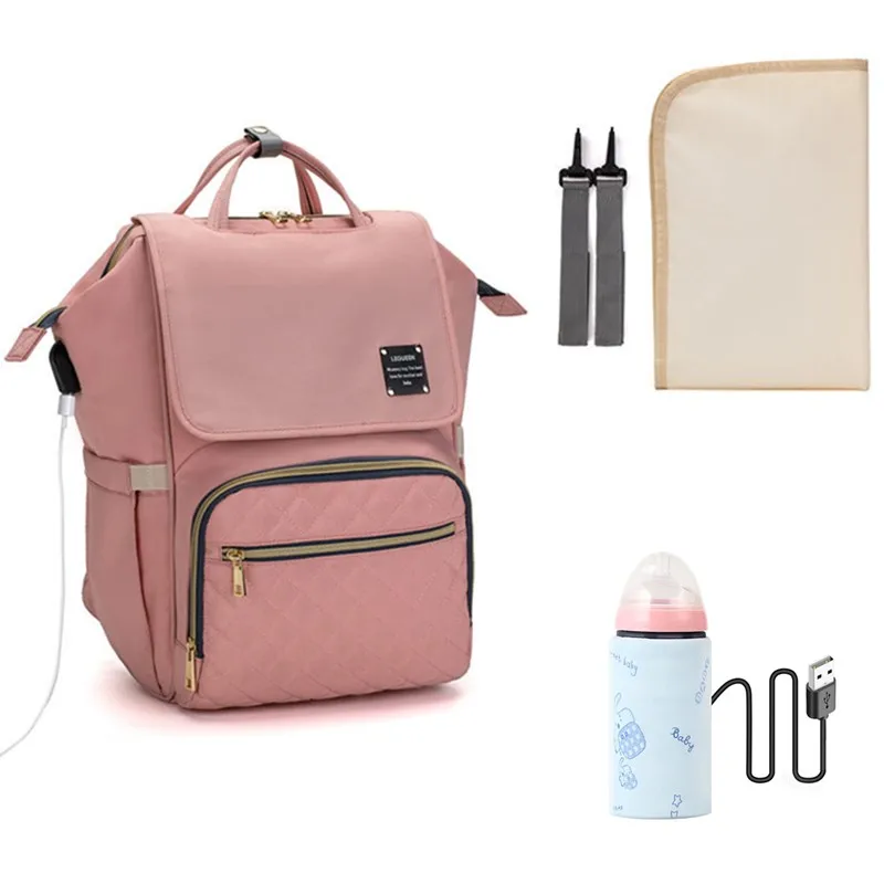 

LEQUEEN USB сумка для подгузников, пеленки, ремни, нагревательная сумка, забота о ребенке, путешествия, водонепроницаемое противообрастающее пок...