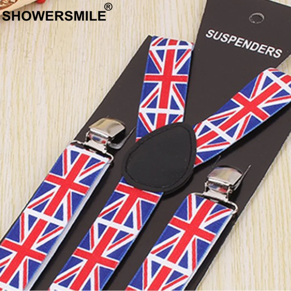 Подтяжки SHOWERSMILE мужские с британским флагом модные эластичные регулируемые для